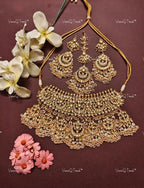VeroniQ Trends-Bridal Chandbali Style Kundan Gold Plated Pachi Kundan Necklace Pachi Kundan-Gold Plated-Wedding Jewelry-Punjabi Jewelry-South Indian-Thappa Jewelry