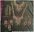 VeroniQ Trends-Bridal High Quality Kundan Polki Long Choker Necklace With Earrings Haath Phool Maang Tika And Matha Patti Polki-Gold Plated-Wedding Jewelry-Punjabi Jewelry-South Indian-Thappa Jewelry