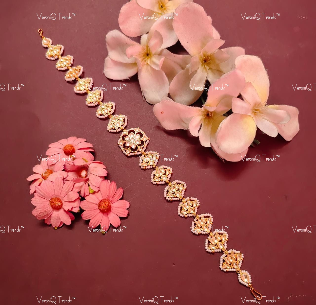 VeroniQ Trends-Gold Plated Pachi Kundan Damini Mathapatti Pachi Kundan-Gold Plated-Wedding Jewellery-Punjabi Jewellery-South Indian-Thappa Jewellery