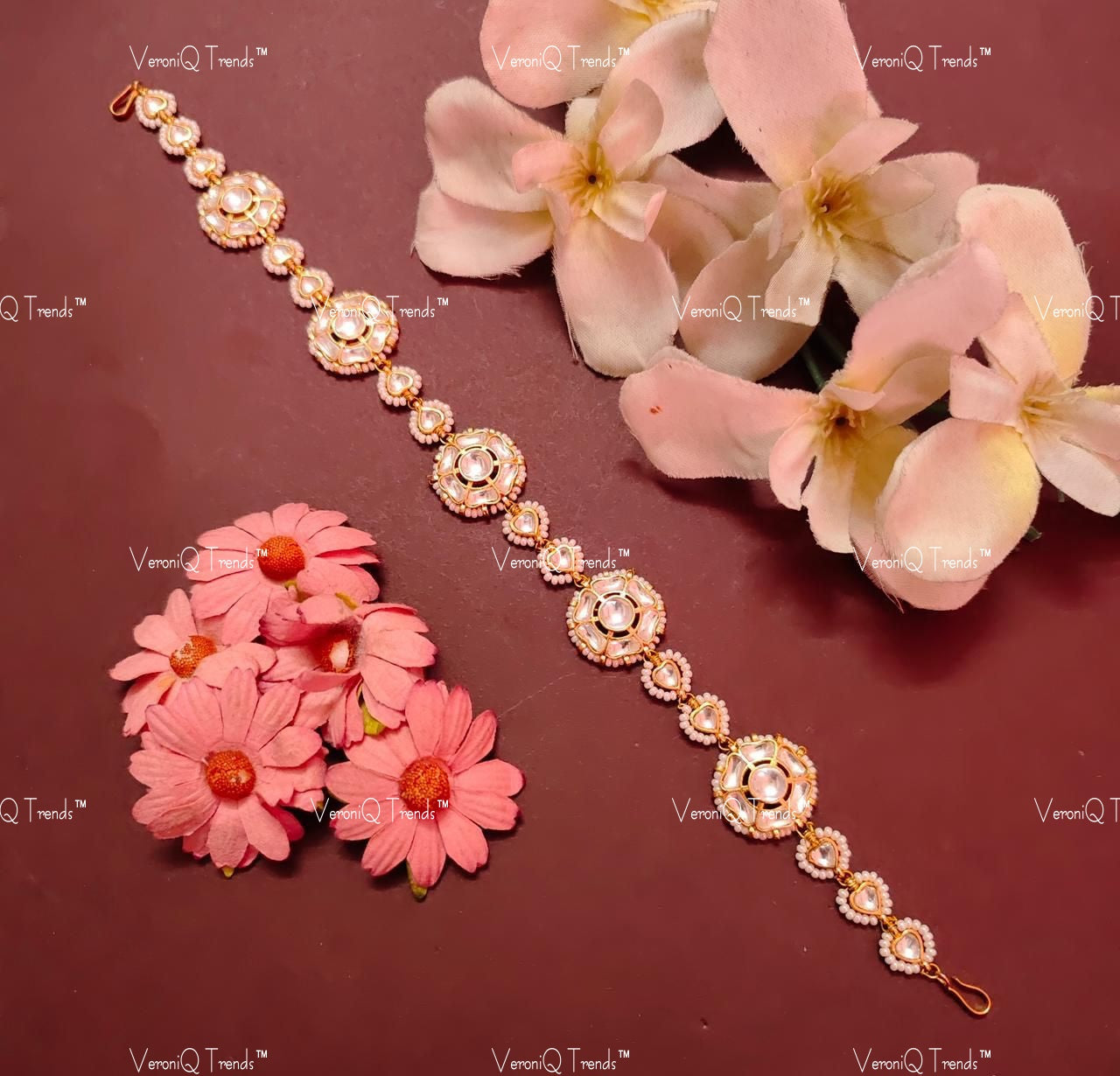 VeroniQ Trends-Unique Gold Plated Pachi Kundan Damini Mathapatti Pachi Kundan-Gold Plated-Wedding Jewellery-Punjabi Jewellery-South Indian-Thappa Jewellery