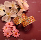 VeroniQ Trends-Traditional Gold Plated Pachi Kundan Bangles Pachi Kundan-Gold Plated-Wedding Jewelry-Punjabi Jewelry-South Indian-Thappa Jewelry