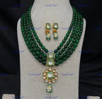 VeroniQ Trends-Multi-Line Beaded Kundan Polki Long Necklace Polki-Gold Plated-Wedding Jewelry-Punjabi Jewelry-South Indian-Thappa Jewelry