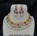 VeroniQ Trends-Traditional Gold Plated Pearl Kundan Polki Choker Necklace Kundan-Gold Plated-Wedding Jewellery-Punjabi Jewellery-South Indian-Thappa Jewellery