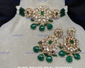 VeroniQ Trends-Traditional Gold Plated Multistrand Green Stone And Kundan Polki Choker Necklace With Green Beads Kundan-Gold Plated-Wedding Jewellery-Punjabi Jewellery-South Indian-Thappa Jewellery