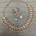 VeroniQ Trends-Victorian Diamond Look Polki Necklace Polki-Gold Plated-Wedding Jewellery-Punjabi Jewellery-South Indian-Thappa Jewellery