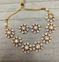 VeroniQ Trends-Victorian Floral Style Diamond Look Polki Necklace Polki-Gold Plated-Wedding Jewellery-Punjabi Jewellery-South Indian-Thappa Jewellery