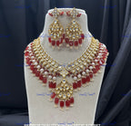 VeroniQ Trends-Bridal Multi-Line Beaded Kundan Polki Necklace Polki-Gold Plated-Wedding Jewelry-Punjabi Jewelry-South Indian-Thappa Jewelry