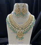 VeroniQ Trends-Bridal Multi-Line Beaded Kundan Polki Necklace Polki-Gold Plated-Wedding Jewelry-Punjabi Jewelry-South Indian-Thappa Jewelry