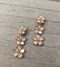 VeroniQ Trends-Traditional Victorian Floral Gold Plated Brass Moissanite Earrings Brass Moissanite-Gold Plated-Wedding Jewellery-Punjabi Jewellery-South Indian-Thappa Jewellery