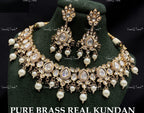 VeroniQ Trends-Traditional Gold Plated Pearl and Kundan Polki Choker Necklace Kundan-Gold Plated-Wedding Jewelry-Punjabi Jewelry-South Indian-Thappa Jewelry