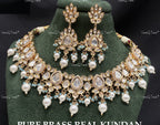 VeroniQ Trends-Traditional Gold Plated Pearl and Kundan Polki Choker Necklace Kundan-Gold Plated-Wedding Jewelry-Punjabi Jewelry-South Indian-Thappa Jewelry