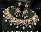 VeroniQ Trends-Traditional Gold Plated Pearl and Kundan Polki Choker Necklace Kundan-Gold Plated-Wedding Jewelry-Punjabi Jewelry-South Indian-Thappa Jewelry