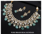 VeroniQ Trends-Victorian Party Wear Kundan Polki Necklace Set Polki-Gold Plated-Wedding Jewelry-Punjabi Jewelry-South Indian-Thappa Jewelry