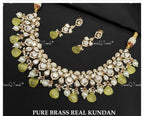 VeroniQ Trends-Victorian Party Wear Kundan Polki Necklace Set Polki-Gold Plated-Wedding Jewelry-Punjabi Jewelry-South Indian-Thappa Jewelry