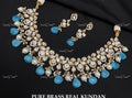 VeroniQ Trends-Victorian Party Wear Kundan Polki Necklace Set Polki-Gold Plated-Wedding Jewellery-Punjabi Jewellery-South Indian-Thappa Jewellery
