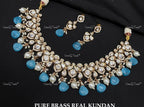 VeroniQ Trends-Victorian Party Wear Kundan Polki Necklace Set Polki-Gold Plated-Wedding Jewelry-Punjabi Jewelry-South Indian-Thappa Jewelry