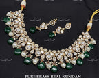 VeroniQ Trends-Victorian Party Wear Kundan Polki Necklace Set Polki-Gold Plated-Wedding Jewelry-Punjabi Jewelry-South Indian-Thappa Jewelry