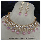 VeroniQ Trends-Victorian Party Wear Kundan Polki Necklace Set Polki-Gold Plated-Wedding Jewelry-Punjabi Jewelry-South Indian-Thappa Jewelry