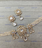 VeroniQ Trends-Victorian Gold Plated Multistrand Pearl Beaded Polki Choker Necklace Polki-Gold Plated-Wedding Jewelry-Punjabi Jewelry-South Indian-Thappa Jewelry