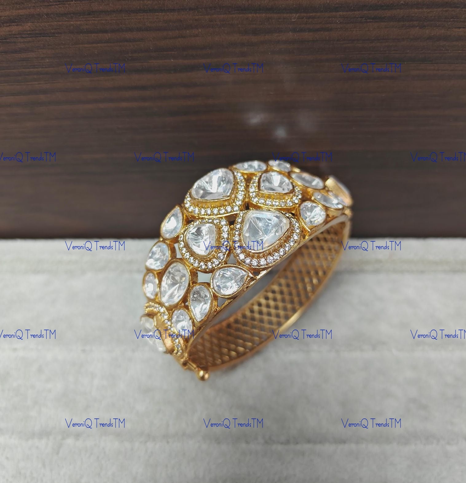 VeroniQ Trends-Elegant Victorian Gold Plated Polki Bangles Polki-Gold Plated-Wedding Jewellery-Punjabi Jewellery-South Indian-Thappa Jewellery