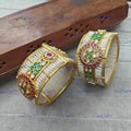 VeroniQ Trends-Victorian Gold Plated Multicolor Polki Bangles Polki-Gold Plated-Wedding Jewellery-Punjabi Jewellery-South Indian-Thappa Jewellery
