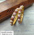 VeroniQ Trends-Victorian Gold Plated Pink Meenakari Polki Bangles Polki-Gold Plated-Wedding Jewellery-Punjabi Jewellery-South Indian-Thappa Jewellery