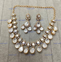 VeroniQ Trends-Victorian Gold Plated Diamond Look Brass Moissanite Necklace Brass Moissanite-Gold Plated-Wedding Jewellery-Punjabi Jewellery-South Indian-Thappa Jewellery