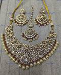 VeroniQ Trends-Victorian Bridal Gold Plated Pearl Choker Polki Necklace Polki-Gold Plated-Wedding Jewellery-Punjabi Jewellery-South Indian-Thappa Jewellery