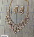 VeroniQ Trends-Elegant Victorian Gold Plated Diamond Look Polki Necklace Polki-Gold Plated-Wedding Jewellery-Punjabi Jewellery-South Indian-Thappa Jewellery