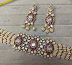 VeroniQ Trends-Traditional Victorian Gold Plated Multistrand Polki Choker Necklace Polki-Gold Plated-Wedding Jewelry-Punjabi Jewelry-South Indian-Thappa Jewelry