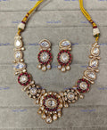 VeroniQ Trends-Traditional Victorian Gold Plated Polki Necklace Polki-Gold Plated-Wedding Jewellery-Punjabi Jewellery-South Indian-Thappa Jewellery