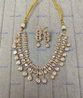 VeroniQ Trends-Traditional Victorian Double Layer Gold Plated Brass Moissanite Necklace Brass Moissanite-Gold Plated-Wedding Jewellery-Punjabi Jewellery-South Indian-Thappa Jewellery
