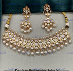 VeroniQ Trends-Elegant Pearl And Kundan Polki Choker Necklace Polki-Fresh Water Paerl-Gold Plated-Wedding Jewelry-Punjabi Jewelry-South Indian-Thappa Jewelry
