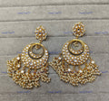 VeroniQ Trends-Traditional Victorian Gold Plated Polki Chandbali Earrings Polki-Gold Plated-Wedding Jewellery-Punjabi Jewellery-South Indian-Thappa Jewellery