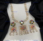 VeroniQ Trends-Elegant Gold Plated Meenakari Kundan Polki Long Necklace Kundan-Gold Plated-Wedding Jewelry-Punjabi Jewelry-South Indian-Thappa Jewelry