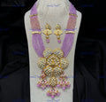 VeroniQ Trends-Elegant Gold Plated Floral Multistrand Blue Beads Peacock Design Kundan Polki Long Necklace Kundan-Gold Plated-Wedding Jewellery-Punjabi Jewellery-South Indian-Thappa Jewellery