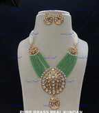 VeroniQ Trends-Traditional Multistrand Gold Plated Kundan Polki Necklace Kundan-Gold Plated-Wedding Jewelry-Punjabi Jewelry-South Indian-Thappa Jewelry