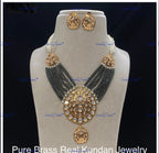 VeroniQ Trends-Traditional Multistrand Gold Plated Kundan Polki Necklace Kundan-Gold Plated-Wedding Jewelry-Punjabi Jewelry-South Indian-Thappa Jewelry