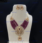 VeroniQ Trends-Traditional Multistrand Gold Plated Kundan Polki Necklace Kundan-Gold Plated-Wedding Jewelry-Punjabi Jewelry-South Indian-Thappa Jewelry