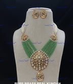 VeroniQ Trends-Victorian Gold Plated Multistrand Kundan Polki Long Necklace Polki-Gold Plated-Wedding Jewelry-Punjabi Jewelry-South Indian-Thappa Jewelry