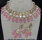 VeroniQ Trends-Victorian Gold Plated Beaded Kundan Polki Necklace Polki-Gold Plated-Wedding Jewelry-Punjabi Jewelry-South Indian-Thappa Jewelry