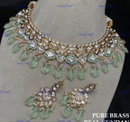 VeroniQ Trends-Victorian Gold Plated Beaded Kundan Polki Necklace Polki-Gold Plated-Wedding Jewelry-Punjabi Jewelry-South Indian-Thappa Jewelry
