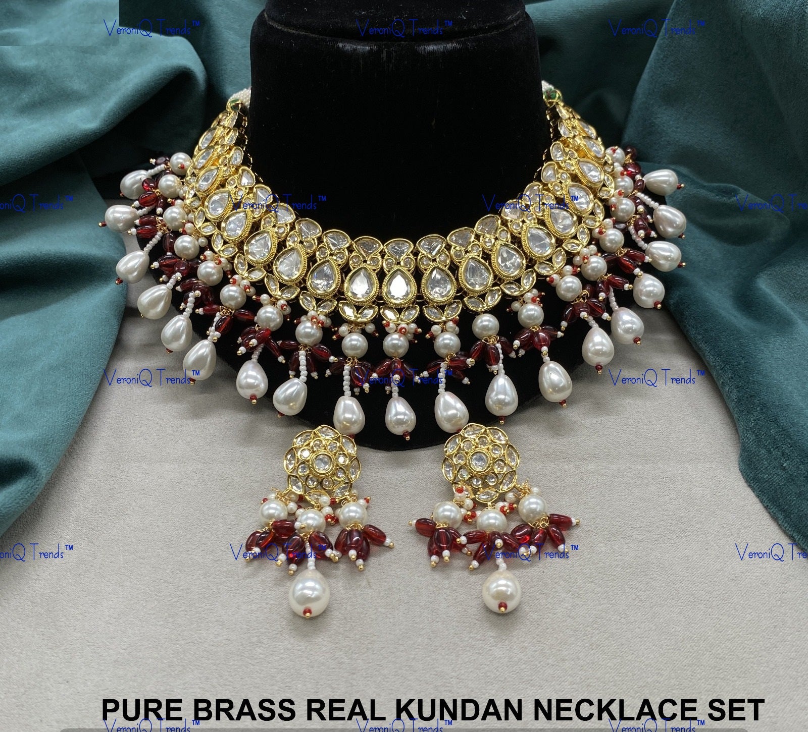 VeroniQ Trends-Traditional Heavy Gold Plated Kundan Polki Choker Necklace Kundan-Gold Plated-Wedding Jewellery-Punjabi Jewellery-South Indian-Thappa Jewellery