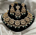 VeroniQ Trends-Beautiful Floral Design Gold Plated Kundan Polki Choker Necklace Kundan-Gold Plated-Wedding Jewelry-Punjabi Jewelry-South Indian-Thappa Jewelry