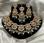 VeroniQ Trends-Beautiful Floral Design Gold Plated Kundan Polki Choker Necklace Kundan-Gold Plated-Wedding Jewelry-Punjabi Jewelry-South Indian-Thappa Jewelry