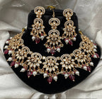 VeroniQ Trends-Beautiful Floral Design Gold Plated Kundan Polki Choker Necklace Kundan-Gold Plated-Wedding Jewelry-Punjabi Jewelry-South Indian-Thappa Jewelry