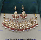 VeroniQ Trends-Kundan Polki And Pearl With CZ Stone Kundan Polki Choker Necklace Polki-Gold Plated-Wedding Jewelry-Punjabi Jewelry-South Indian-Thappa Jewelry