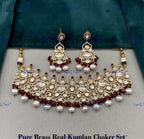 VeroniQ Trends-Kundan Polki And Pearl With CZ Stone Kundan Polki Choker Necklace Polki-Gold Plated-Wedding Jewelry-Punjabi Jewelry-South Indian-Thappa Jewelry