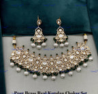 VeroniQ Trends-Kundan Polki And Pearl With CZ Stone Kundan Polki Choker Necklace Polki-Gold Plated-Wedding Jewelry-Punjabi Jewelry-South Indian-Thappa Jewelry