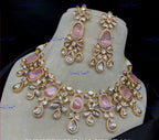 VeroniQ Trends-Elegant Gold Plated Kundan Polki Choker Necklace Kundan-Gold Plated-Wedding Jewelry-Punjabi Jewelry-South Indian-Thappa Jewelry